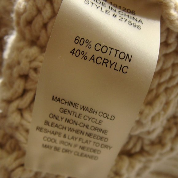 SOFT SURROUNDINGS Creamy Beige Long Sleeve CHUNKY Knit FISHERMAN's Sweater Sz M - Picture 4 of 5